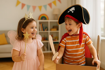Fantasievolles Spielen begünstigt durch altersgerechte Spielzeuge wie das Lenabo Spielsystem